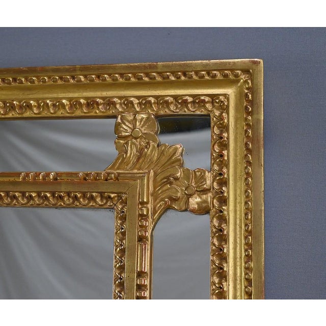 Glass Large Mid-Century Louis XVI Style Mirror with Parcloses, 1950s For Sale - Image 7 of 13