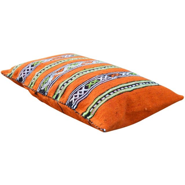 One-of-a-kind Moroccan pillow cover handwoven by the Berbers of the High Atlas Mountains. Features an ornate striped...