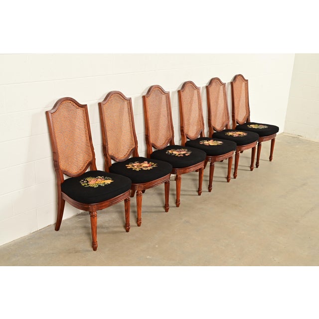 Karges Style French Regency Louis XVI Carved Solid Teak and Cane Back Dining Chairs, Set of Six For Sale - Image 14 of 14