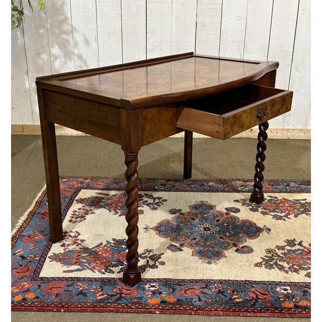 Antique English Burr Walnut Desk, 1900s For Sale - Image 13 of 14