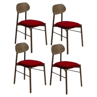Bokken Upholstered Chairs in Caneletto, Red by Colé Italia, Set of 4 For Sale