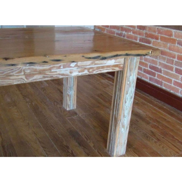 Origin Chesapeake, Va Reclaimed Oak- Rustic Country Handmade White Oak Table W/ Beadboard Legs & 8 Wooden Chairs - Set of 9 For Sale - Image 6 of 10