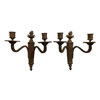 Louis XVI Neo-Classical French Bronze Wall Sconces, Set of 2 For Sale