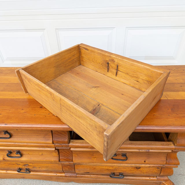 Vintage Rustic Modern Solid Pine Handcrafted Six-Drawer Dresser With Natural Patina For Sale - Image 15 of 18