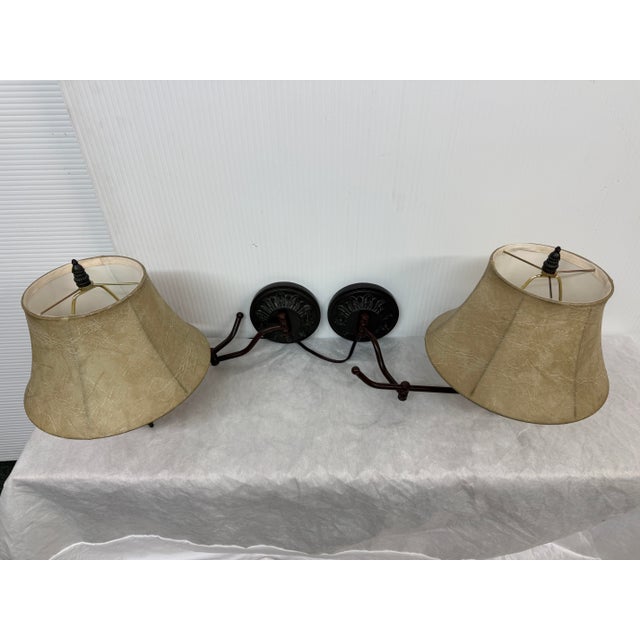 Barnes & Ivy French Rustic Swing Arm Sconces, Pair For Sale - Image 4 of 12