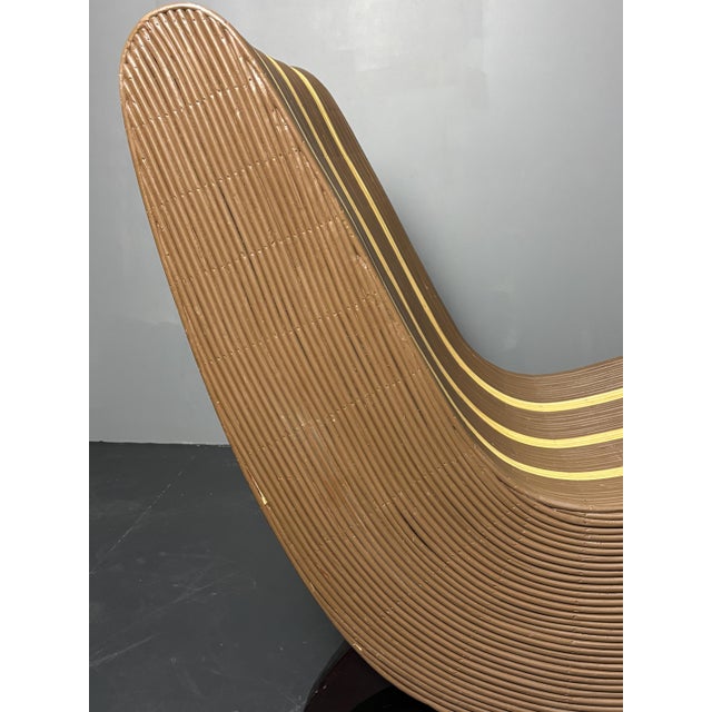 Curvy Wavy Pencil Reed Rattan and Bamboo Lounge Chair, 1970s For Sale - Image 17 of 18