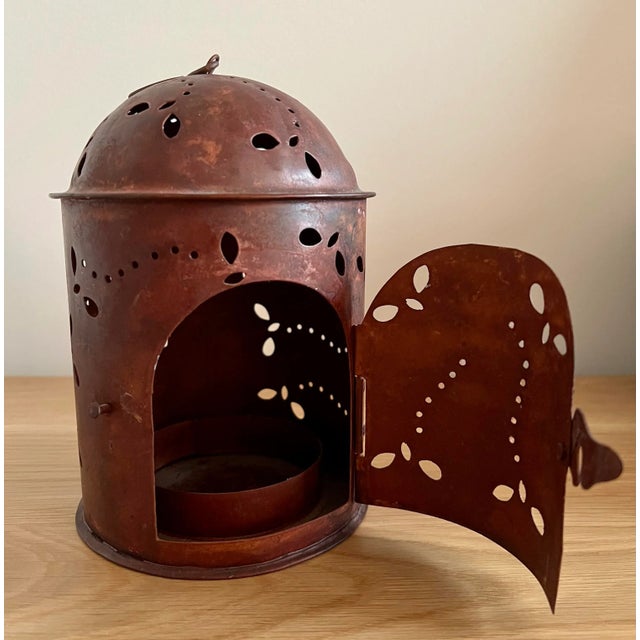 Traditional Vintage 1990s Tin Copper Color Candle Holder For Sale - Image 3 of 6