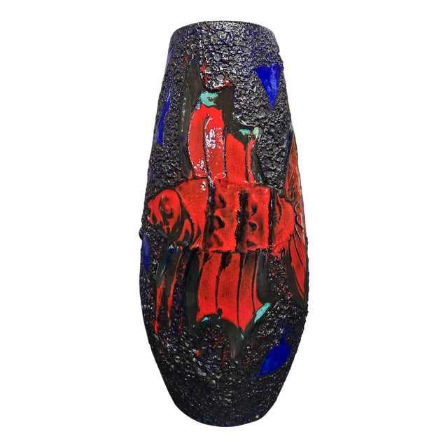 Large Fat Lava Fish Vase from Scheurich Keramik, West Germany, 1970s For Sale