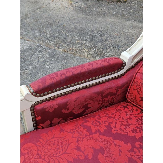 Antique Louis XVI French Damask Canape Two-Seater Settee, 1900s For Sale - Image 13 of 18