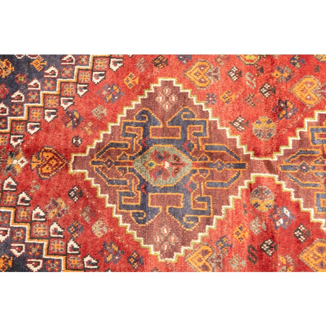 Vintage Hand-Knotted Persian Qashqai Rug 4'0" X 5'4" For Sale - Image 16 of 16