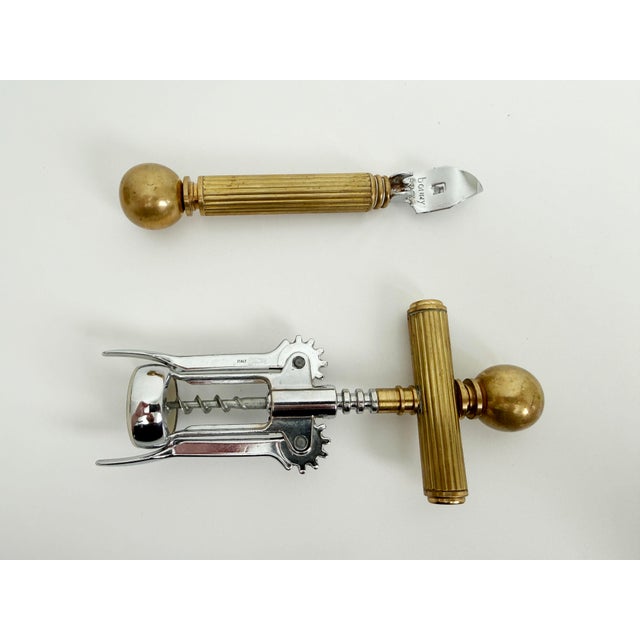 1970s Italian Brass Corkscrew & Bottle Opener Set For Sale In Sacramento - Image 6 of 8