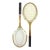 Curated Set of Antique Sport Tennis Rackets for Designer Decorating Wood Racquet Set of Two Sports Equipment Memorabilia For Sale