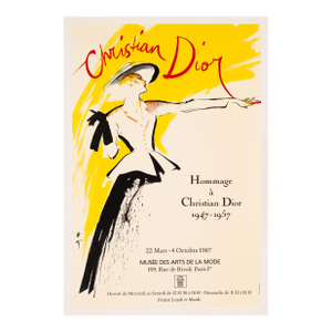 Hommage a Christian Dior Authentic Original Fashion Poster 1987 by Rene Gruau