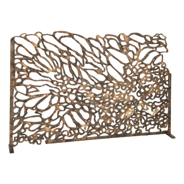 Aged Gold Reef Fireplace Screen For Sale