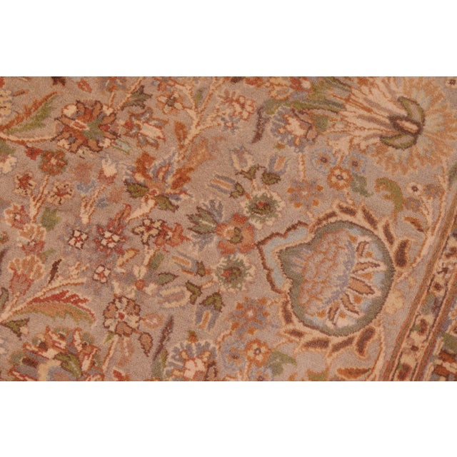 Shabby Chic 1990's Floral Pak-Persian Taupe/Gold Wool Rug - 6'1'' X 9'0'' For Sale - Image 4 of 9