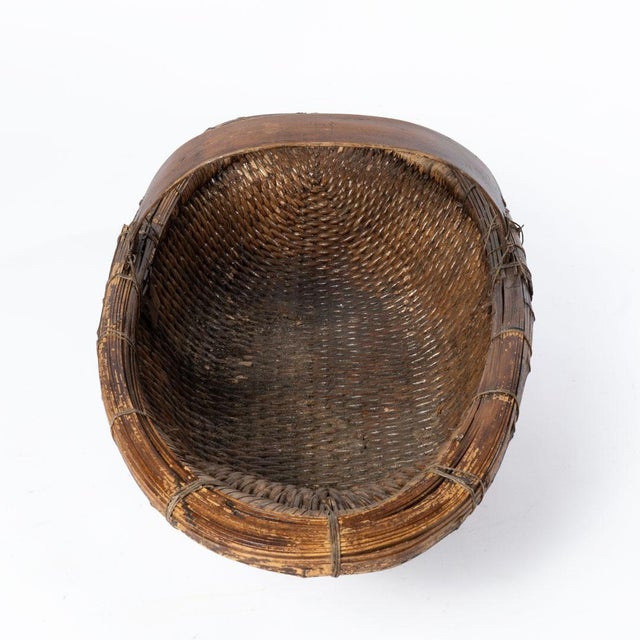Antique Chinese Willow Gathering Basket For Sale - Image 9 of 12