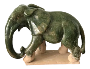 20th Century Asian Terra Cotta Green Glazed Elephant