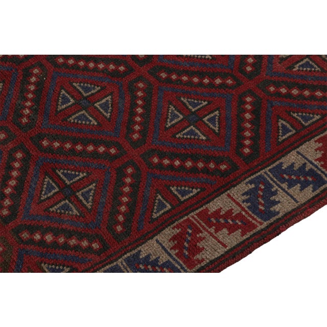 2010s Rug & Kilim’s Baluch Tribal Rug With Red, Beige and Navy Blue Geometric Patterns For Sale - Image 5 of 7