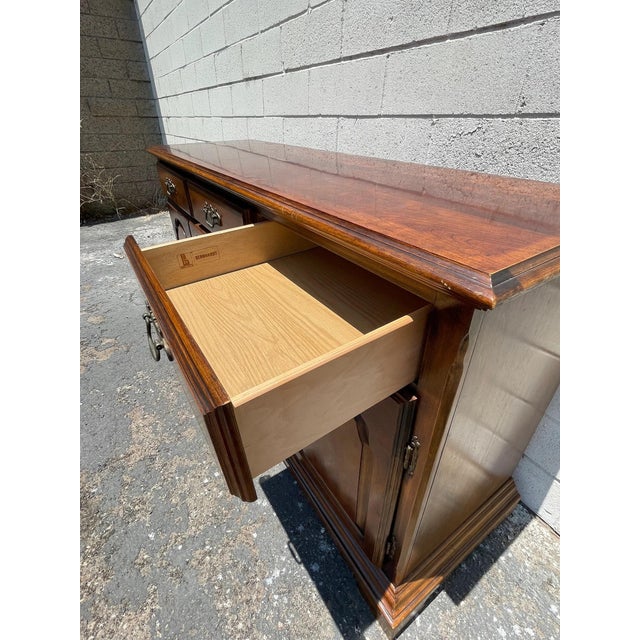 Brown Vintage Wood Sideboard Buffet Console Table Sprague Carleton Storage For Sale - Image 8 of 10