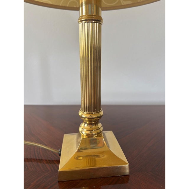 Empire Style Bedside Lamp in Fluted Gilt Brass, 1970 For Sale - Image 4 of 6