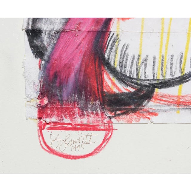 1995 Contemporary Pink, Red, Yellow, & Black Abstract Gestural Drawing on an Envelope David Aylsworth For Sale - Image 4 of 13