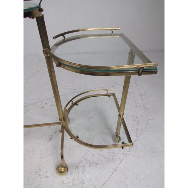 Metal 1960s Vintage Three-Tier Brass Service/Bar Cart For Sale - Image 7 of 8