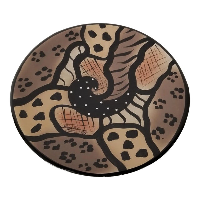 1990s Modernist Michael Anthony Art Ceramic Plate With Feet For Sale
