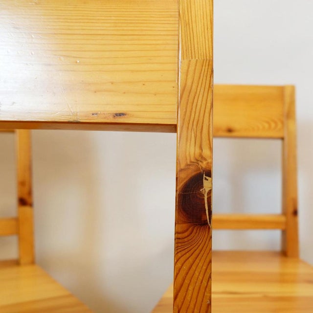 Wood Vintage Pine Dining Chairs, Set of 6 For Sale - Image 7 of 11
