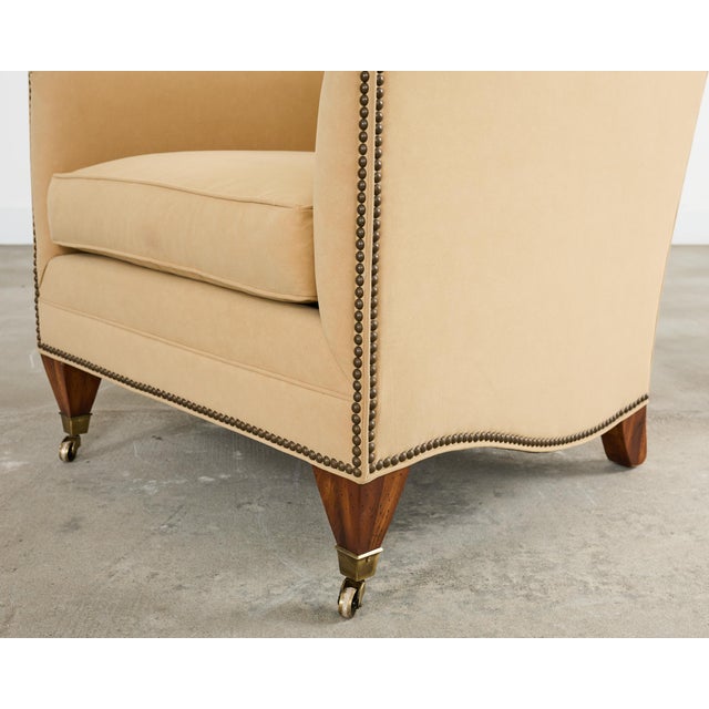 Pair of Henredon Butter Upholstered Wingback Club Chairs For Sale - Image 14 of 18