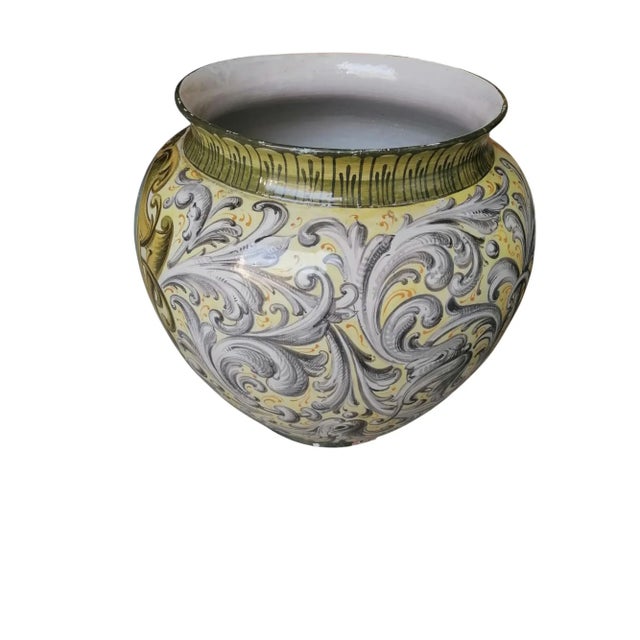 Large Hand-Painted Majolica Vase, 1950s For Sale - Image 4 of 6