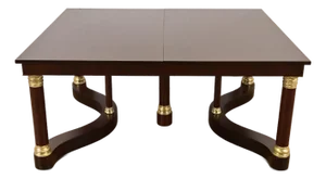 Tobey Furniture Monumental Antique French Empire Mahogany and Brass Extension Dining Table With Seven Leaves, Newly Refinished