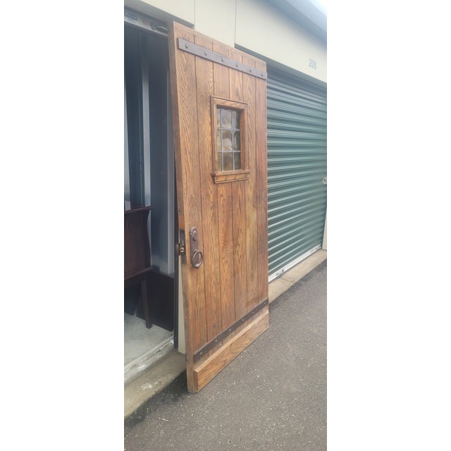 Gothic Large Vintage Gothic Arts & Crafts Style Oak Door For Sale - Image 3 of 17