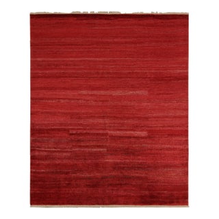 2010s Rug & Kilim’s Contemporary Rug in Solid Red Striations, Plain Piece For Sale
