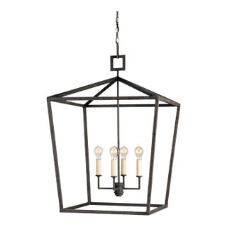 Currey & Company Denison Large Black Lantern For Sale