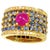 Bochic “Orient” African Ruby & Blue Sapphire Band Ring Set In 18 K Gold & Silver, Size 5 For Sale