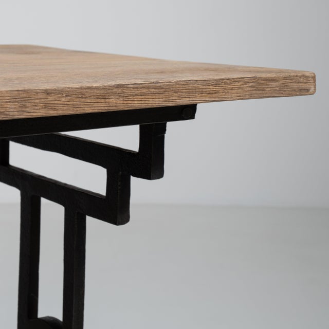 Cast Iron Bistro Table with Oak Top, Antique, France, 20th Century For Sale - Image 4 of 18