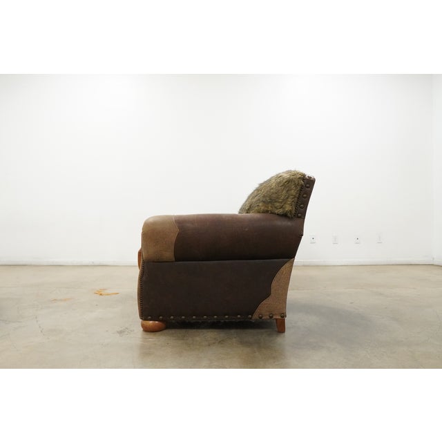 Animal Skin Vintage Western Ranch Leather Sofa For Sale - Image 7 of 10