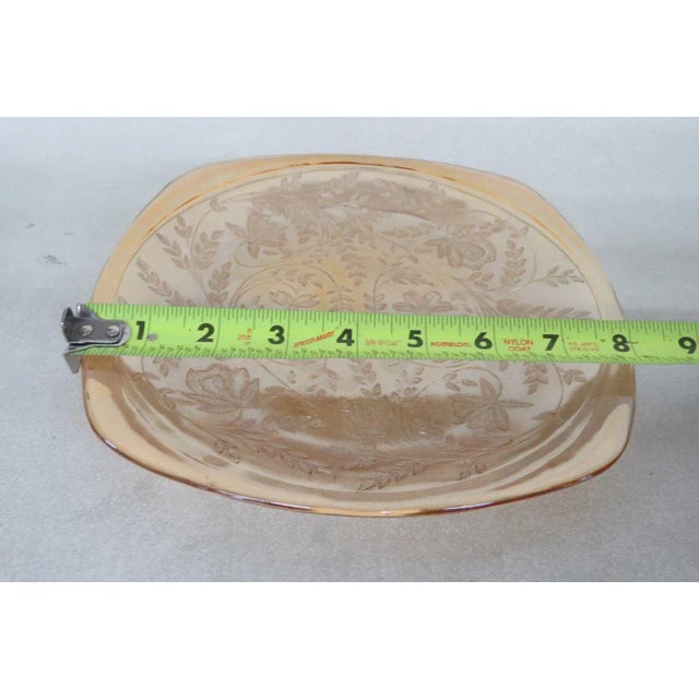 Glass Jeannette Glass Floragold Louisa Marigold Floral Square Plate For Sale - Image 7 of 12