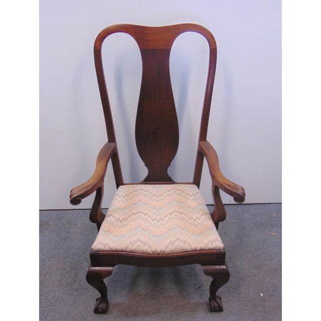 Chippendale Style Tall Mahogany Claw & Ball Arm Chair For Sale - Image 4 of 10