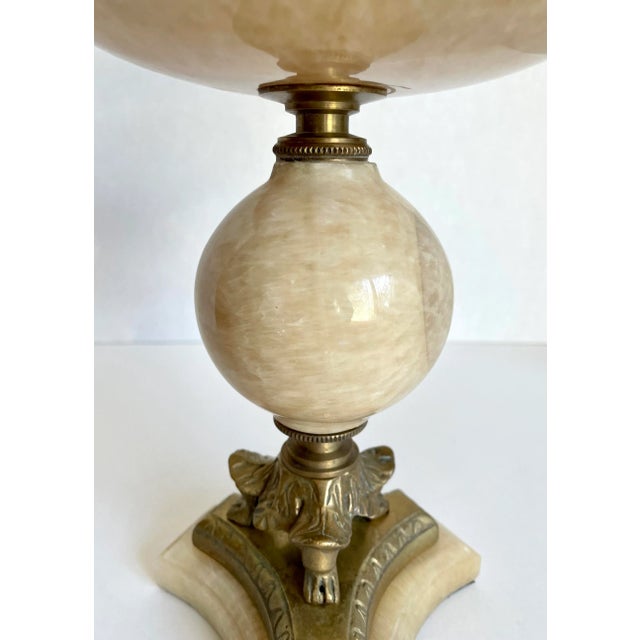 1960's Brass and Alabaster Stone Pedestal Bowl For Sale - Image 10 of 11