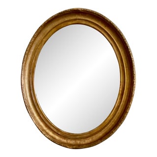 Large Oval Louis XVI 19th Century Giltwood Wall Mirror For Sale