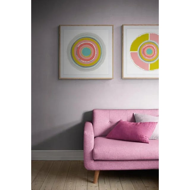 Mid-Century Modern "Circles in Yellow and Pink" Contemporary Fine Art Print by Melinda Cox 30" X 30" For Sale - Image 3 of 5