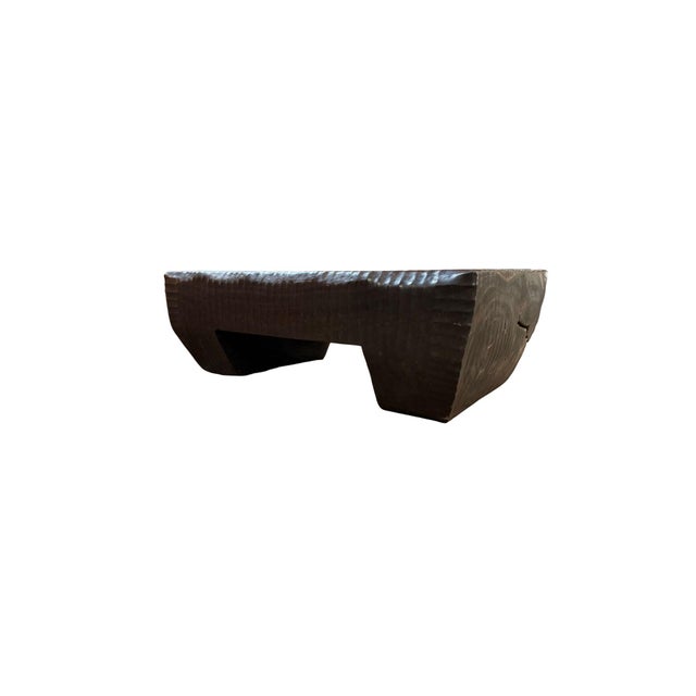 Sculptural Solid Suar Wood Coffee Table With Espresso Burnt Finish For Sale - Image 6 of 9