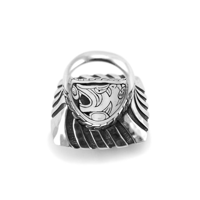 Silver John Hardy 925 Sterling Silver Palu Macan Square Hammered Stripe Cocktail Ring Size 7 For Sale - Image 8 of 9