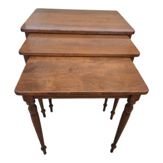 Vintage Ethan Allen Furniture Regency Style Set of Three Nesting Tables For Sale