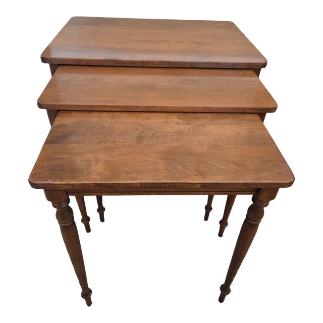 Vintage Ethan Allen Furniture Regency Style Set of Three Nesting Tables For Sale