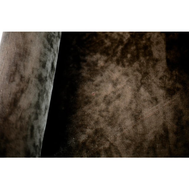 Pair of "Space Age" armchairs, brown velvet and steel, France, circa 1970. In very nice condition (note 1 stitched snag...