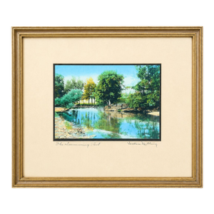 Early 20th Century Wallace Nutting “The Swimming Pool” Hand-Colored Photograph, Signed, Gilt Frame
