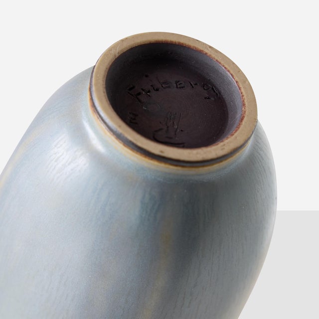 Gustavsberg Pale Blue and Grey Stoneware Vase by Berndt Friberg For Sale - Image 4 of 5