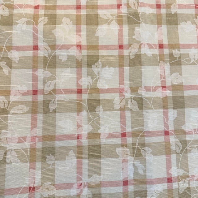 Vintage P Kaufmann Foliage Scroll Windowpane Plaid Cotton Fabric, 2 Pieces 8 Yards For Sale - Image 11 of 11